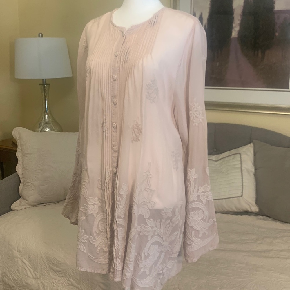 Johnny Was Pale Pink Mini Dress/Tunic/Cover Up